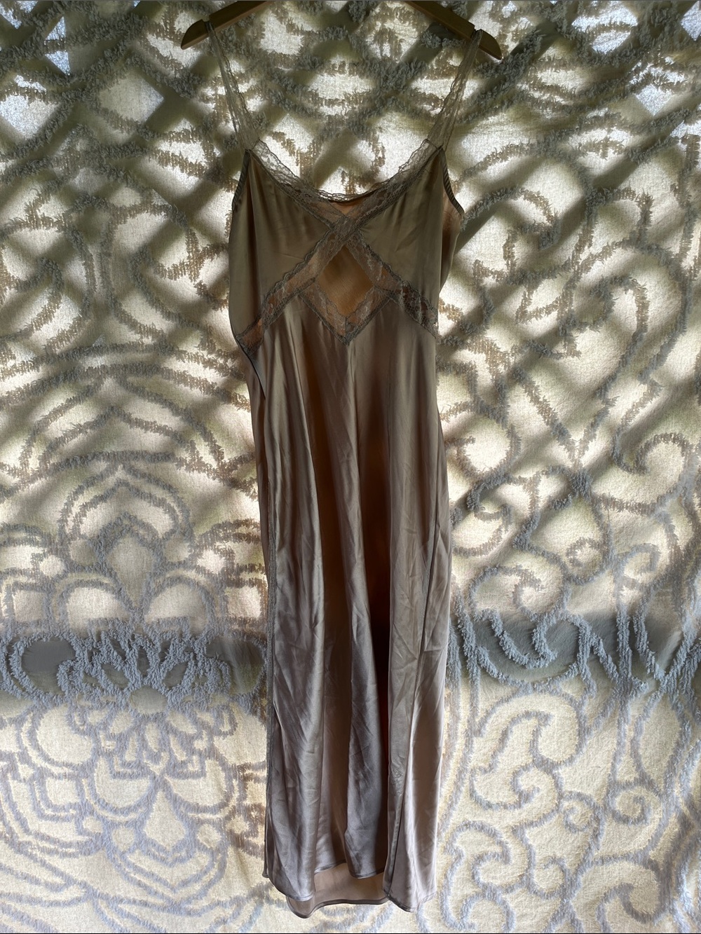 Anthropologie Maxi Slip Dress in Taupe